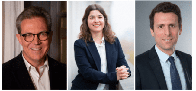 De gauche à droite : Olivier de Panafieu (Audacia), Diane Vignalou (Equistone), Thibaud de Portzamparc (Siparex)
