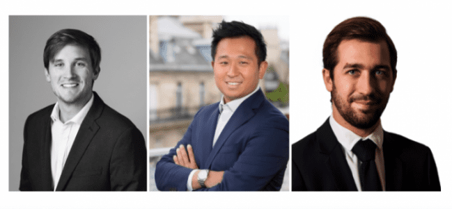 De gauche à droite : Nicolas Séron (Unexo), Ludwig Hsia (Fidelity), Julien Vicariot (King & Spalding)