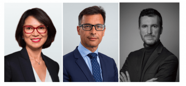 De gauche à droite : Cécile Nguyen-Cluzel (Apposite Capital), Emmanuel Deblanc (M&G), Florent Champy (PGA) 
