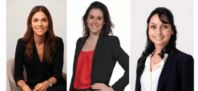 De gauche à droite : Margaux Buridant (Tikehau Capital), Caroline Da Lage (Delsol Avocats), Rachida Loumadine (De Gaulle Fleurance)