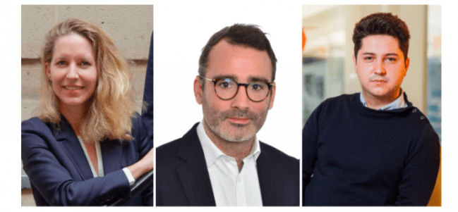 De gauche à droite : Amélie Finaz de Villaine (La Maison Partners), Antoine Giroux (3i), Thomas Bodin (Newfund)
