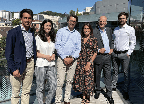  L’équipe d’investissement de Stags. De gauche à droite : Ladislas Roche, Sabine Muller, Grégoire de Castelnau, Charlotte Lezius-Doncel, Frédérick Crot, Benoît Jarry