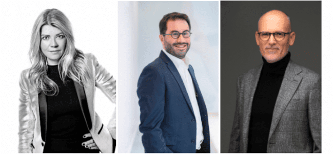 De gauche à droite : Virginie Morgon, Bertrand Austruy et Julien Gattoni